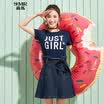 Semir Semir short sleeve T-shirt summer round neck Korean casual letter cotton half sleeve T-shirt 12216000004 dark blue M