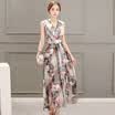 A pond morning vest dress 2017 summer sleeveless Slim waist slimming print large size high waist skirt female S72R0285A28M color M
