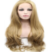 Anogol Blonde Long Body Wave Guleless Handmade Heat Resistant Hair Wigs Peruca Laco Sintetico Synthetic Lace Front Wig