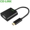 CE-LINK 1669 Type-C to VGA Adapter USB31 USB-C to VGA Converter Connector MacBook Connect HDTV Projector Black