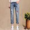 VIVAHEART Cave Jeans Women Korean Stretch Embroidered 9 Minute Feet Hulan Pants Big Size Pants VWKN172244 Light Blue 26