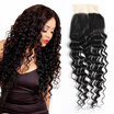 4"x4" Free Part Lace Closure Brazilian Deep Curly Virgin Human Hair Lace Closure Natural Black Color Deep Wave Closure