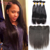 Peruvian Straight Hair With Frontal Closure Human Hair Straight With Closure Tissage Avec Closure Lace Frontale