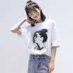 City plus CITYPLUS Arts Fan wide loose thin round collar head character characters printing short sleeve T shirt CWTD175151 white M