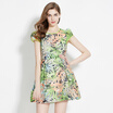 Yixiang Li Ying summer new round neck puff sleeves artificial fold dress 150535147 color M