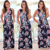 CANISSTOCK Women Maxi Floral Summer Beach Long Skirt Evening Cocktail Party Dress