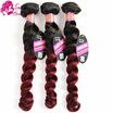 Brazilian Loose Wave Virgin Hair Burgundy Ombre Brazilian Hair Two Tone Loose Wave Weave Cheap Hair Bundles 3 Pc Lot For Sale