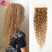 Malaysian Kinky Curly Closure Free Part Honey Blonde Closure Cheap Lace Closure Human Hair