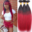 Ombre Brazilian Hair Straight 3 Bundles Burgundy Brazilian Hair Red Hair Bundles Ombre Straight Human Hair Burgundy Weave