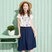 Somer Semir summer Korean splicing was thin sweet print skirt long section 19037140603 white blue tone S