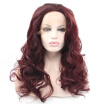 Anogol Handmade Long Wavy Wine Red Burgundy Peruca Laco Sintetico Heat Resistant Natural Wigs Synthetic Lace Front Wig