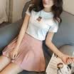 Longyue Women Korean Slim Cute Bear T-Shirt Short Sleeve T-Shirt Half-Sleeve Casual Wild Shirt LWTD172201 White M