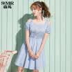 Semir stripes are thin&sweet puffs sleeves shoulder to shoulder long section 19037140602 blue&white tone S