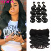 13x4 Body Wave Ear to Ear Lace Frontal Closure With 3 Bundles Malaysian Virgin Hair 7A Grade Human Hair Lace Frontal