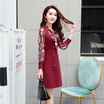 Fort Sheng 2017 new women autumn Korean sweet fashion in the long section Slim long-sleeved solid color dress yzXXM22 treasure blue L