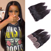 Malaysian Straight Virgin Hair 3 Bundles With Closure 7A Grade Virgin Hair With Closure And Bundles Hair Weaves With Closure
