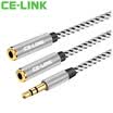 CE-LINK Audio cable One minute headphone extension cord 02M 35 Stereo audio cable Headphone splitter Mobile phone Flat audio cable Rose gold A2432