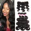 Fine Plus Brazilian Virgin Hair Body Wave 3 Bundles with Closure 100 Unprocessed Virgin Human Hair Weave with 13×4 inch Closure