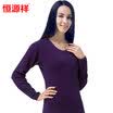 Hengyuanxiang thermal underwear men&women Germany Germany Rong thick plus cashmere round neck underwear suit men&women chestnut brown L 17095