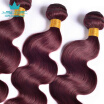 8A Grade Burgundy Brazilian Body Wave Virgin Hair 3 Bundles 100 Percent 99J Red Brazilian Hair Wave Bundles Cheap Human Hair