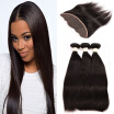 MORICHY Brazilian Straight Hair with Lace Frontal Closure 7A Virgin Hair Bundles with 13x4 Lace Closure 100 Human Hair Extensions