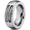 Hpolw 8MM Mens Stainless Ring Wedding Band with Stainless Steel Cables&Screw Design Sizes 6 to 15 Punk Style Accessories