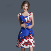 2017 New Fashion Beauty Blue Butterfly Printing Dress Slim A-lineskirt Relaxation Party Office Exercise Womens Dress