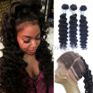 Guanyu 8A Ombre 360 Full Lace Frontal Closure With Bundles Peruvian Virgin Hair Deep Wave 1B Natural Hair line