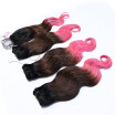 Guanyu 8A Brazilian Human Virgin Hair 4x4 Lace Frontal Closure with 3 Bundles Body wave Color 1B4pink