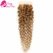 Peruvian Kinky Curly Closure Free Part Honey Blonde Closure Kinky Curly Hair Weave Closures