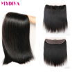 8A Brazilian Straight Hair With Closure mydiva Brazilian virgin Straight hair 3 Bundles With Lace Frontal Closure ear to ear