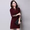 A morning morning 2017 autumn&winter sweater women&39s head Slim long section dress long sleeve 054117A3M wine red M
