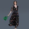 2017 Summer New Fashion Pinkboll V-neck expansion skirt Slim Dress Relaxation Party Office Exercise Womens Dress Long skirt