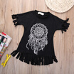New Toddler Kids Baby Girl Short Sleeve Tassel Tops Party Dress Skirt Clothes