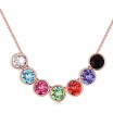 Colorful Rhinestone Rainbow Necklaces Pendants For Women Austrian Crystal Beads Box Chain Necklace 20099