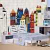 Papel De Parede Infantil 3D Cartoon City Buildings Mural Wallpaper Kids Bedroom 3D Room Landscape Non-Woven Wall Painting Murals