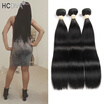 HCDIVA Malaysian Straight Hair 3 Bundles lot Natural Black 100 Real Human Unprocessed Virgin Hair Weaving