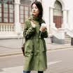 Yan Man INMAN 2017 autumn new hooded large pocket single-breasted dressing coat coat female long section 1873061095 shallow khaki M