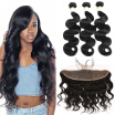 MORICHY Brazilian Body Wave 3 Bundles with Closure 13x4 Ear to Ear Lace Frontal Closure with Bundles 7A Human Hair Weave Extension