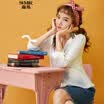 Semir Long Sleeve Shirt Female 2017 Fall Shirt Kiss Meat Han Fan Student V Collar 17316050024 Ice Blue M