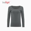 INTERIGHT Women Big Round Collar Shirt Gray Stripe M