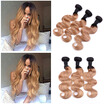Ombre Brazilian Body Wave 4 Bundles Deal T1B27 Mixed Length 12"-24" Human Hair Extensions Free Shipping