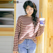 Yan Man INMAN 2017 winter new semi-high collar wild stripes fall cuff sleeve sweater female 1874132440 peach red M