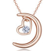 Synthetic Cubic Zirconia Necklaces Heart&Arrows CZ Pendant Necklace Moon White Gold Color Fashion Jewelry 26146