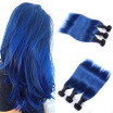 8A Brazilian virgin human hair 4 bundles Silk straight hair extensions Ombre T1Bblue Hair color free shipping