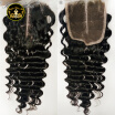 Brazilian Virgin Hair Lace Closure Deep Wave 8A Garde Best Quality Brazilian Human Curly Lace Top Closure 4x4 Bleached Konts