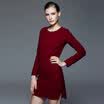 Rebecca Marc Rebecca temperament Slim thin long sleeves woolen dress A word skirt 45487E rose red XL