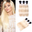 Ombre Blonde Brazilian Hair 8A Brazilian Straight Virgin Hair 3Bundles 1B 613 Platinum Ombre Brazilian Hair Weave Bundles