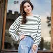 Yan Man INMAN 2017 winter new semi-high collar wild stripes fall cuff sleeve sweater female 1874132440 peach red M