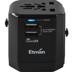 Intermaner Etman dual USB Go abroad conversion plugs obsidian black multi-country universal socket converter Malaysia Bali Japan United States British standard European standard German standard